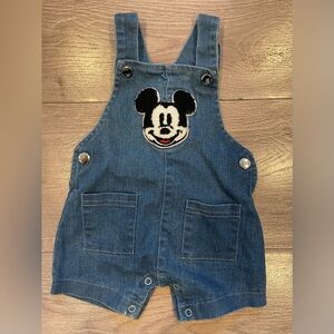 Baby’s Denim Disney Overalls with Mickey Character Patch